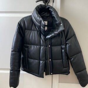 Abercrombie and Fitch, vegan leather, mini puffer jacket size extra small